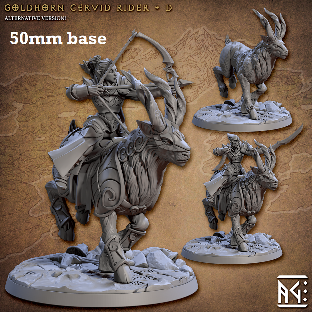 Goldhorn Cervid Riders: Sculpt D (High Elf Calvary Unit) (Online Only)