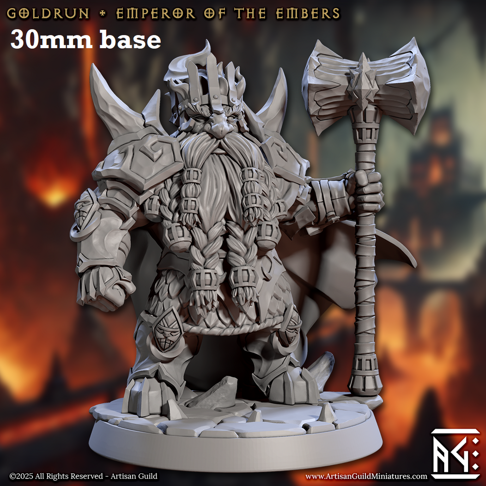 Goldrun, Emperor of the Embers (Male Fire Dwarf Warlord King) (Online Order Only)