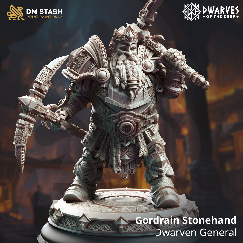 Gordrain Stonehand, Dwarven General (Male Dwarf Fighter) (Online Order Only)