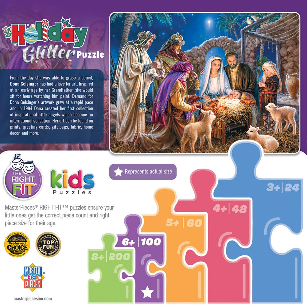 Holiday Glitter - Christ is Born 100 Piece Jigsaw Puzzle (ONLINE ORDER ONLY)