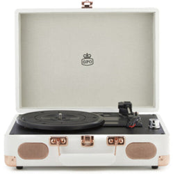 GPO Retro GPOSOHOWH SOHO Portable Briefcase Turntable - White (Large Item, Built-In Speakers, White) [Turntable] (ONLINE ORDER ONLY)