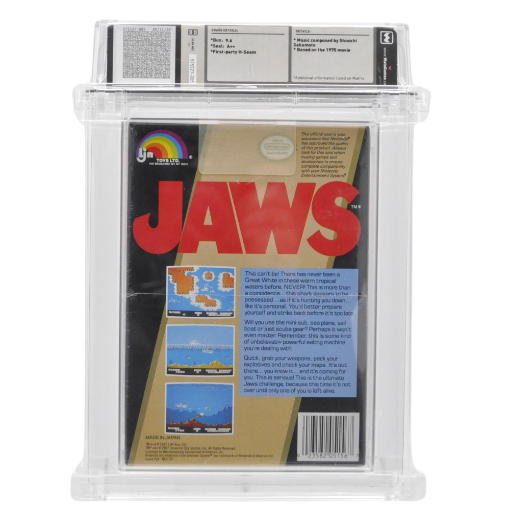 Graded NES Cart in Box (Sealed) - Jaws WATA 9.6/A++ (Online Order Only)