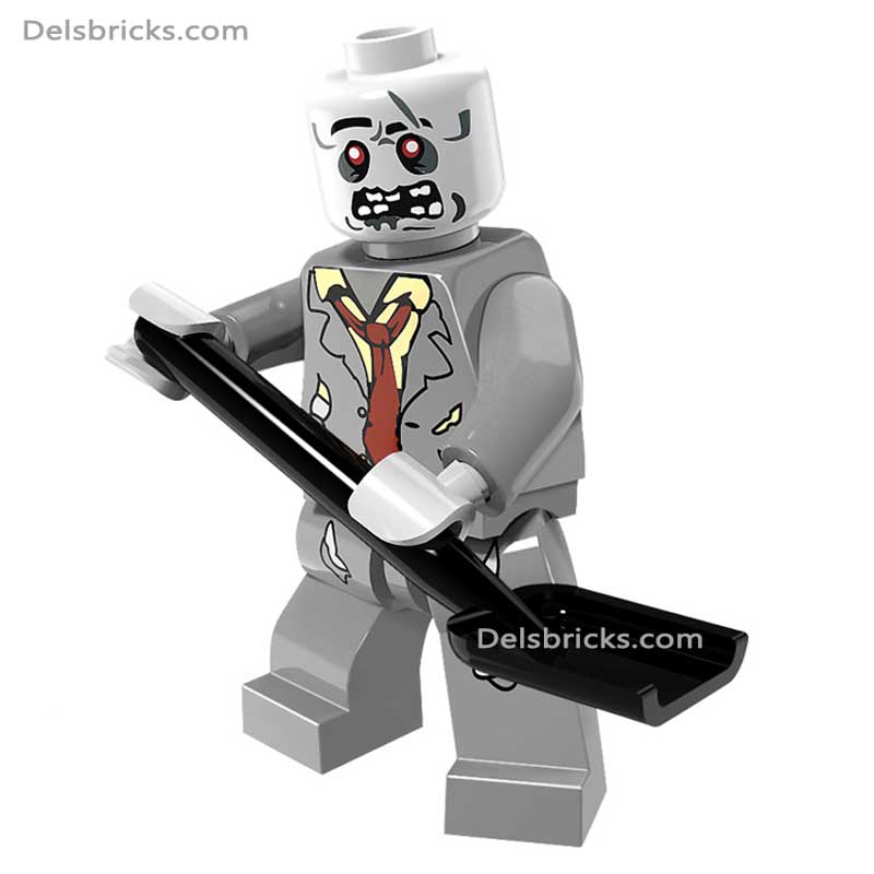 Zombie with Gray suit & shovel Lego Minifigures Custom Horror Toys (ONLINE ORDER ONLY)