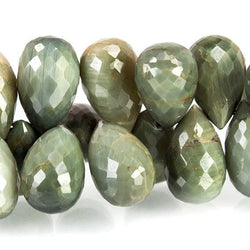 Green Cat's Eye Quartz Faceted Tear Drop Briolette Beads (ONLINE ORDER ONLY)