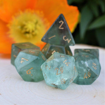 Green Fluorite Stone Dice Set (ONLINE ORDER ONLY)
