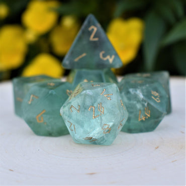 Green Fluorite Stone Dice Set (ONLINE ORDER ONLY)