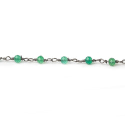 Green Onyx micro-faceted rondelle Black Gold plated Chain by the foot 40 beads (ONLINE ORDER ONLY)