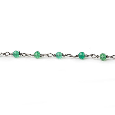 Green Onyx micro-faceted rondelle Black Gold plated Chain by the foot 40 beads (ONLINE ORDER ONLY)