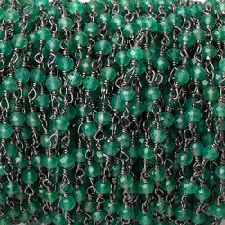 Green Onyx micro-faceted rondelle Black Gold plated Chain by the foot 40 beads (ONLINE ORDER ONLY)