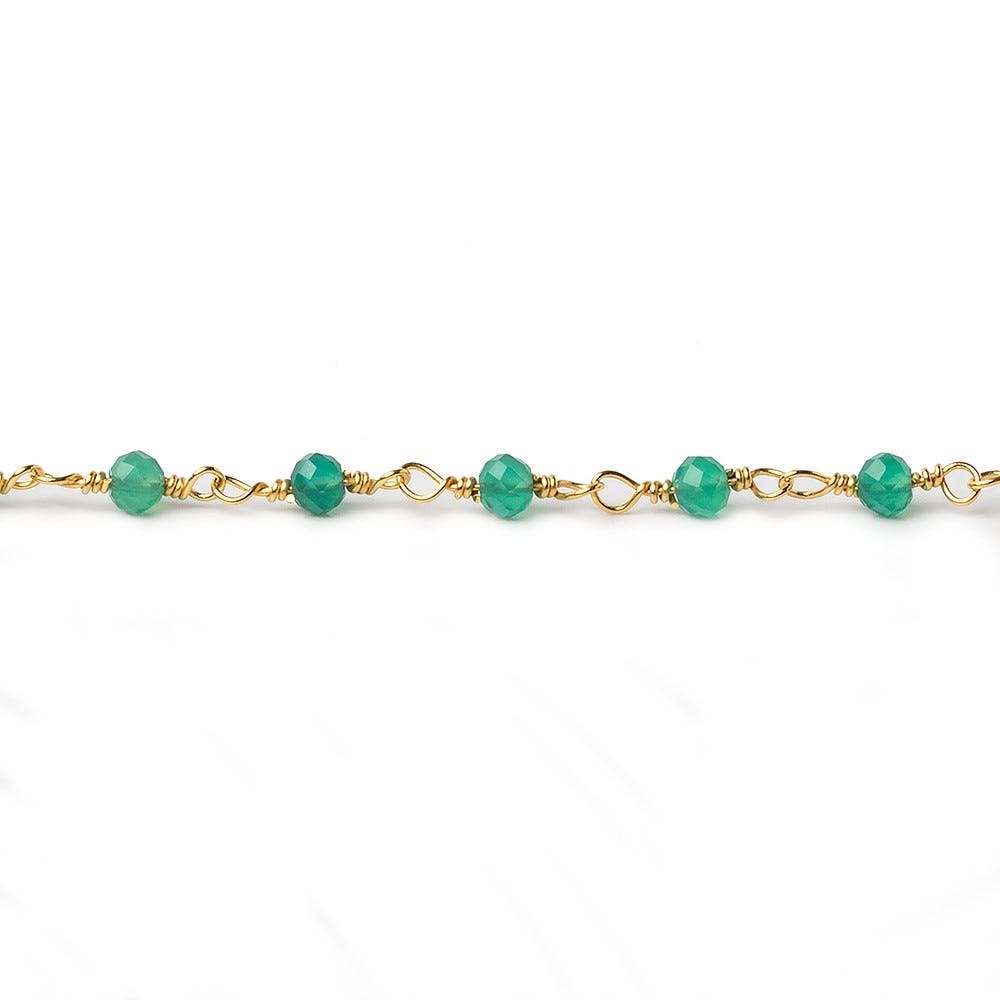 Green Onyx micro-faceted rondelle Gold plated Chain by the foot (ONLINE ORDER ONLY)