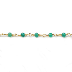 Green Onyx micro-faceted rondelle Gold plated Chain by the foot (ONLINE ORDER ONLY)