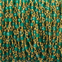 Green Onyx micro-faceted rondelle Gold plated Chain by the foot (ONLINE ORDER ONLY)