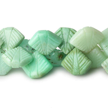 Green Peruvian Opal carved leaf Pentagonal beads 8.5 inch 48 pcs 10x11-13x17mm (ONLINE ORDER ONLY)