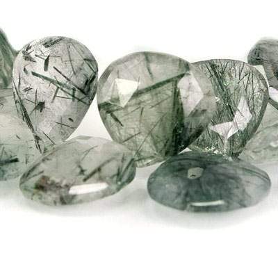 Green Tourmalinated Quartz Heart Briolette (ONLINE ORDER ONLY)