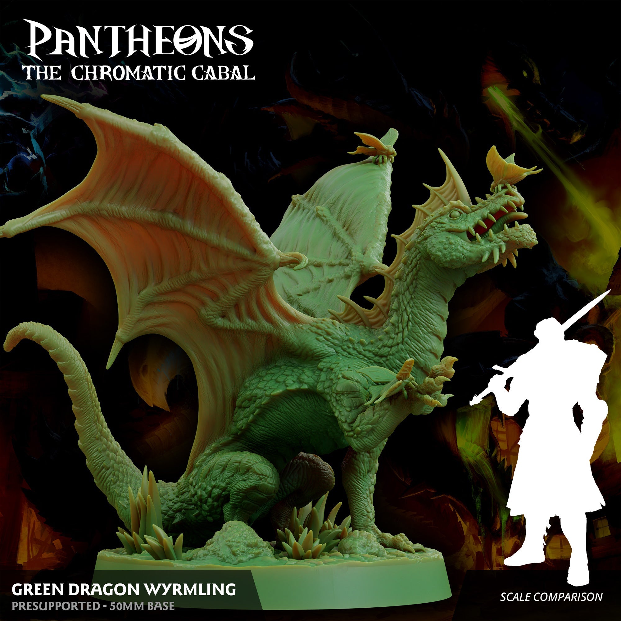 3D Printed Sordane Publishing Wyrmling Green Dragon Pantheons - The Chromatic Cabal 28 32mm D&D (Online Only)