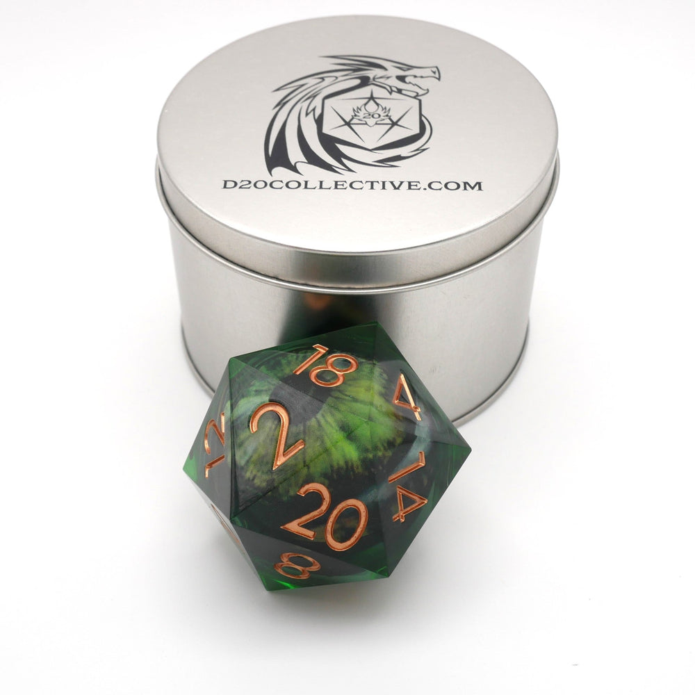 Green Slaadi's Eye - Giant D20 Moving Eye DnD Dice | Acrylic RPG Gaming Dice (ONLINE ORDER ONLY)