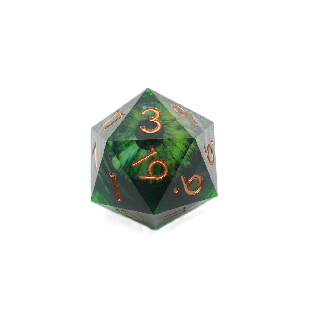 Green Slaadi's Eye - Giant D20 Moving Eye DnD Dice | Acrylic RPG Gaming Dice (ONLINE ORDER ONLY)