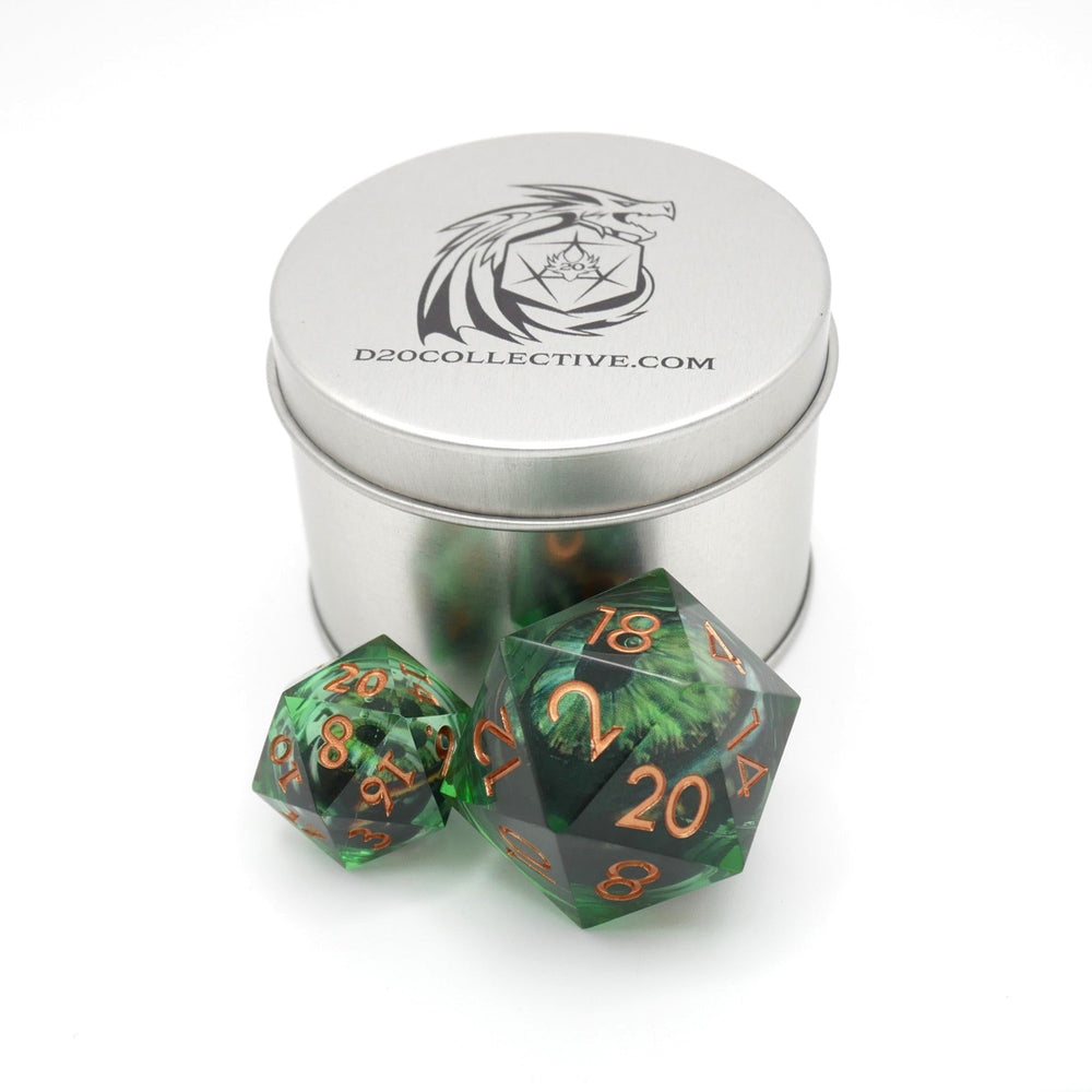 Green Slaadi's Eye - Giant D20 Moving Eye DnD Dice | Acrylic RPG Gaming Dice (ONLINE ORDER ONLY)