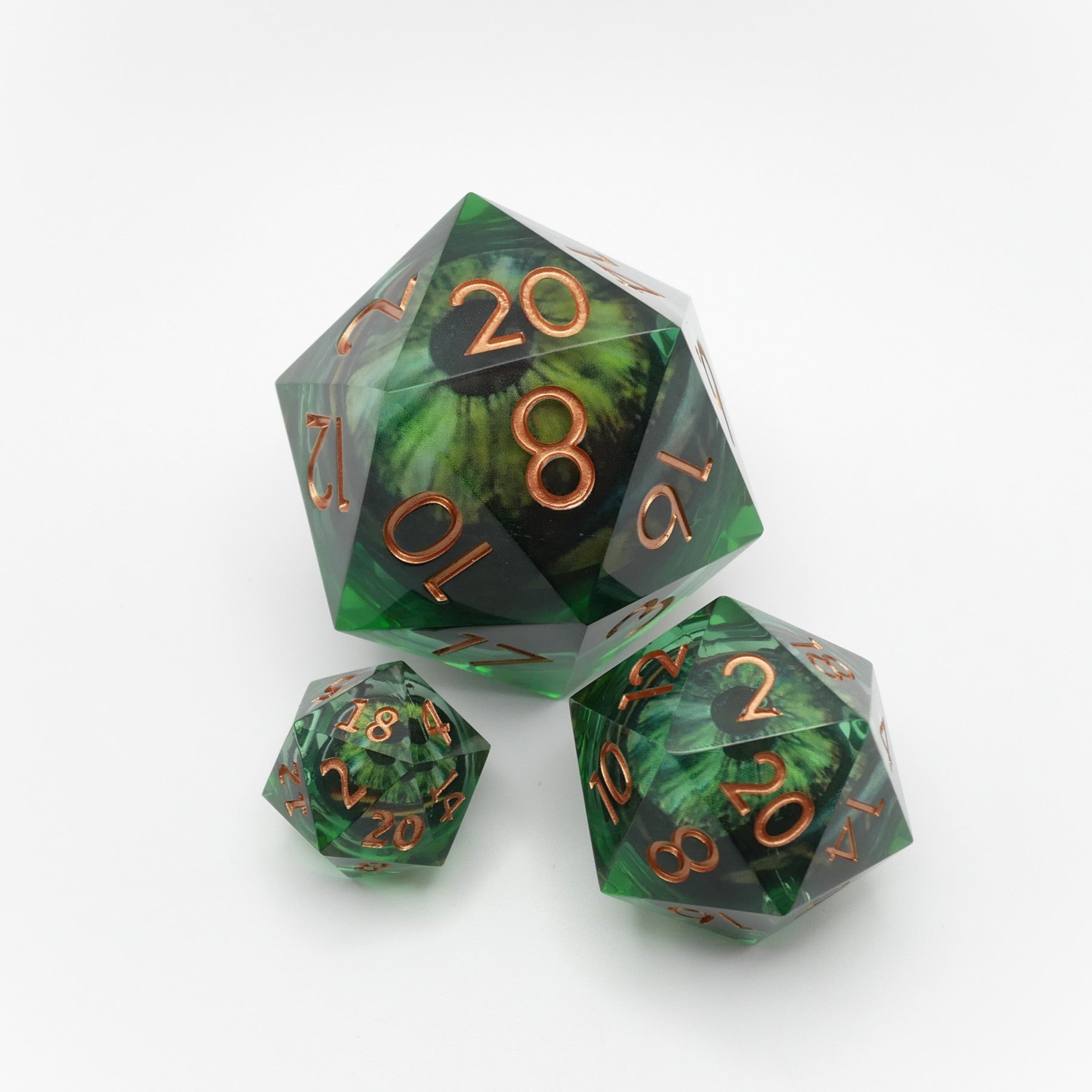 Green Slaadi's Eye - Giant D20 Moving Eye DnD Dice | Acrylic RPG Gaming Dice (ONLINE ORDER ONLY)