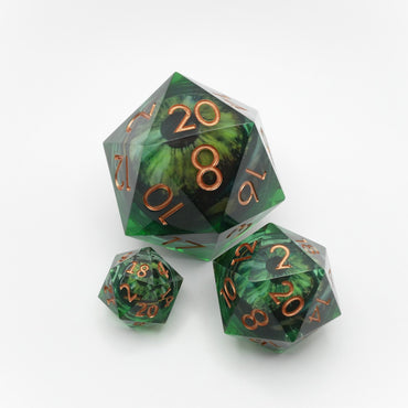 Green Slaadi's Eye - Giant D20 Moving Eye DnD Dice | Acrylic RPG Gaming Dice (ONLINE ORDER ONLY)