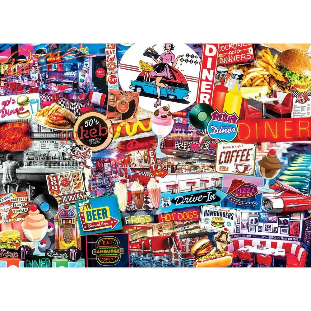 Flashbacks - Quick Stop Diner 1000 Piece Jigsaw Puzzle (ONLINE ORDER ONLY)