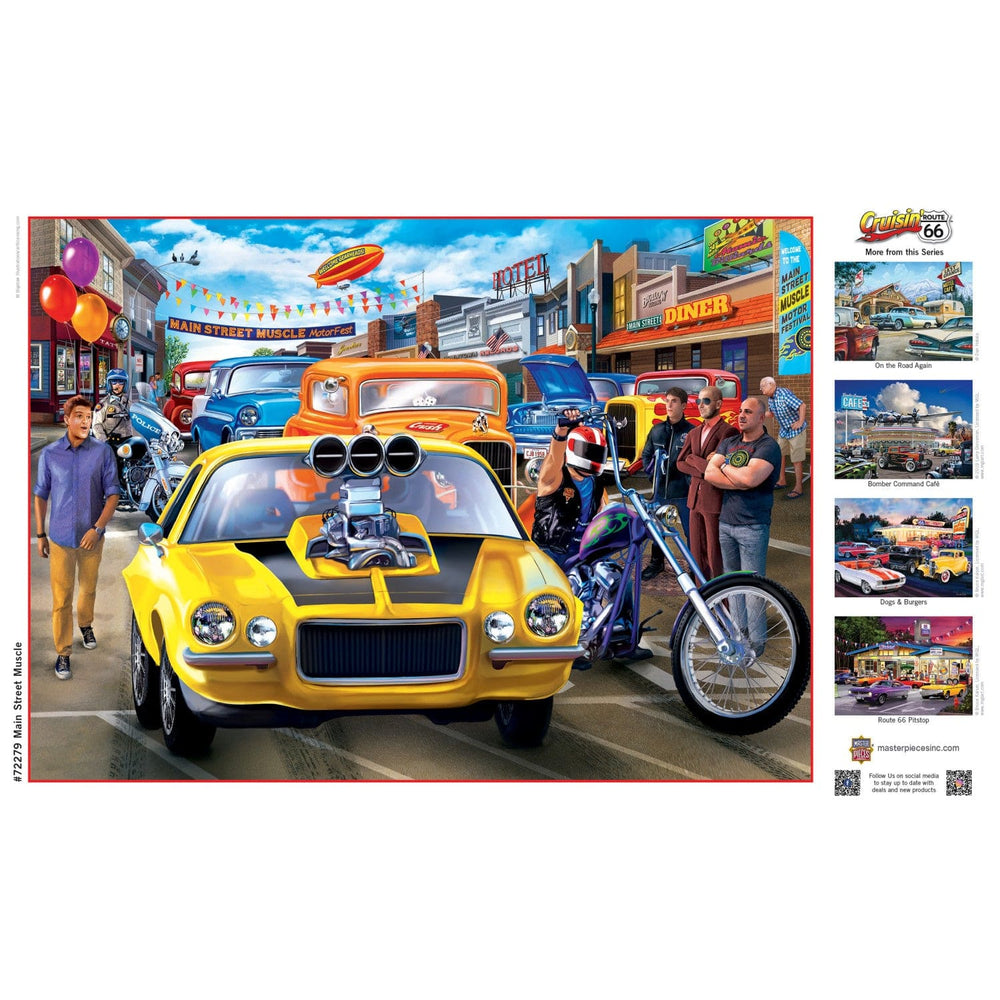 Cruisin' Route 66 - Main Street Muscle 1000 Piece Jigsaw Puzzle (ONLINE ORDER ONLY)