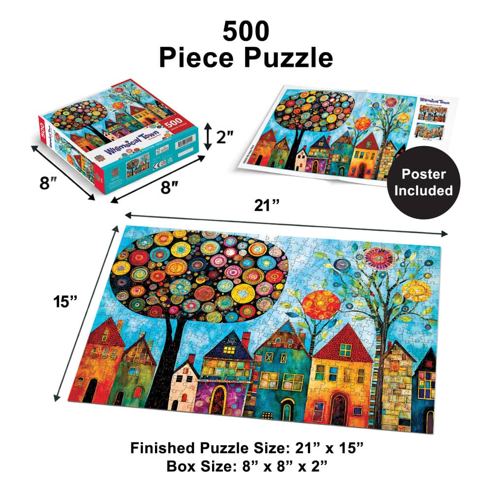Whimsical Town - My Happy Place 500 Piece Jigsaw Puzzle