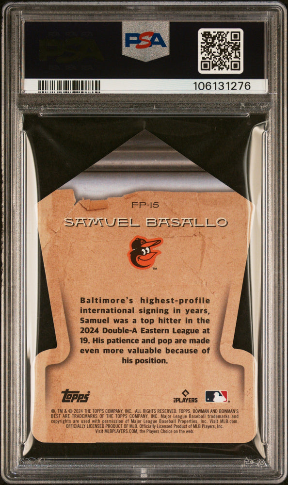 Graded 2024 Topps Bowmans Best Samuel Basallo #FP15 Fabled Phenoms Rookie RC Baseball Card PSA 10 Gem Mint (ONLINE ORDER ONLY)