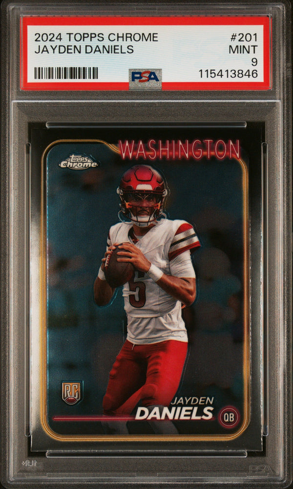 Graded 2024 Topps Chrome Jayden Daniels #201 Rookie RC Football Card PSA 9 Mint (ONLINE ORDER ONLY)