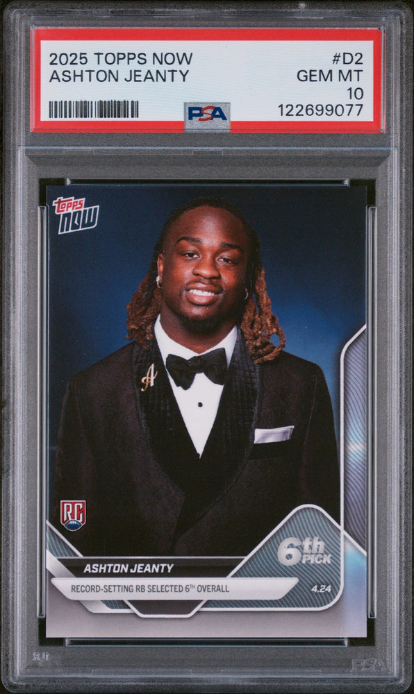 Graded 2025 Topps Now Ashton Jeanty #D2 Rookie RC Football Card PSA 10 Gem Mint (ONLINE ORDER ONLY)