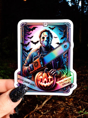 Halloween Screams Tarot Card Holographic Sticker (Online Order Only)