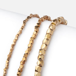 Hand Polished Red Brass Faceted Nugget Beads on an 8 inch Strand (ONLINE ORDER ONLY)