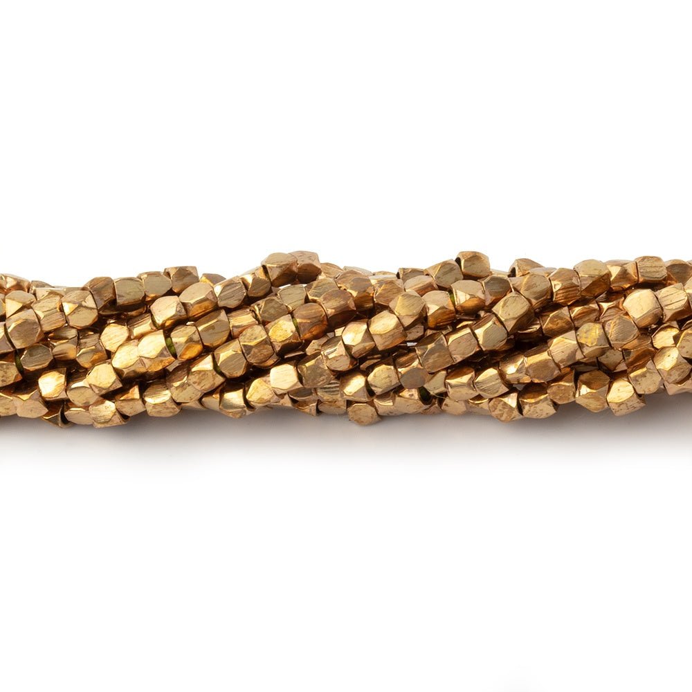 Hand Polished Red Brass Faceted Nugget Beads on an 8 inch Strand (ONLINE ORDER ONLY)