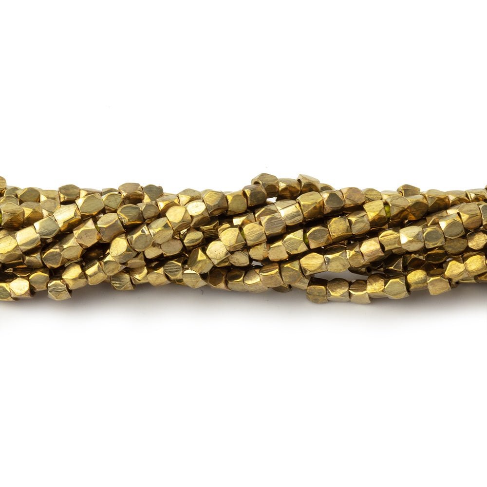 Hand Polished Yellow Brass Faceted Nugget Beads on an 8 inch Strand (ONLINE ORDER ONLY)