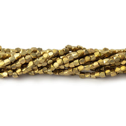 Hand Polished Yellow Brass Faceted Nugget Beads on an 8 inch Strand (ONLINE ORDER ONLY)