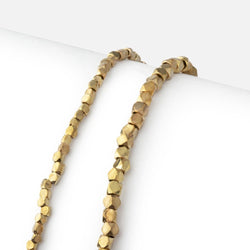 Hand Polished Yellow Brass Faceted Nugget Beads on an 8 inch Strand (ONLINE ORDER ONLY)
