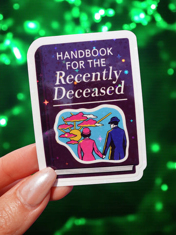 Handbook for the Recently Deceased Sticker – Gothic Glitter Vinyl Sticker (ONLINE ORDER ONLY)