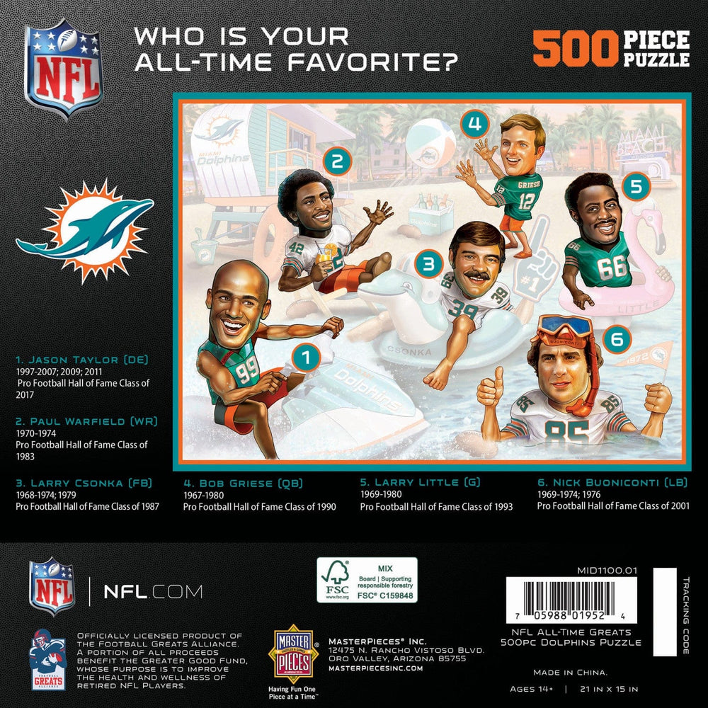 Miami Dolphins - All Time Greats 500 Piece Jigsaw Puzzle (ONLINE ORDER ONLY)