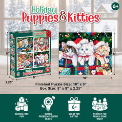 Holiday Puppies & Kitties 100 Piece Jigsaw Puzzles 4-Pack
