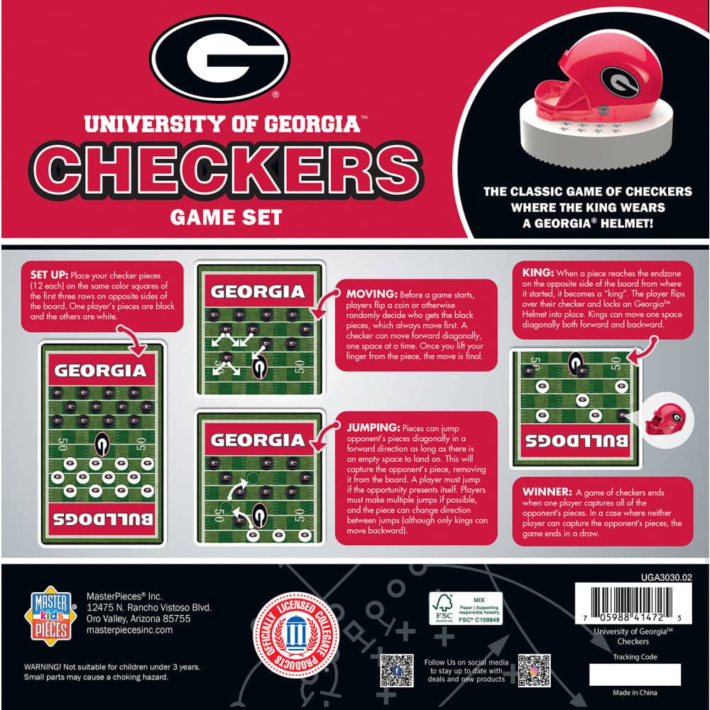 Georgia Bulldogs Checkers Board Game