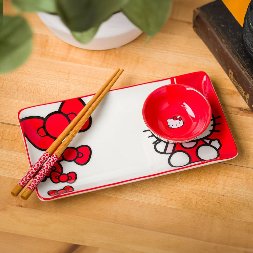 Hello Kitty Red Ceramic Sushi Plate Set (ONLINE ORDER ONLY)