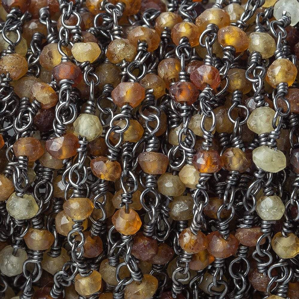 Hessonite Garnet rondelle Black Gold plated Chain by the foot 37 pieces (ONLINE ORDER ONLY)