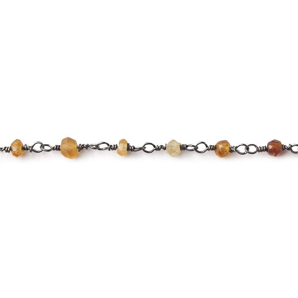 Hessonite Garnet rondelle Black Gold plated Chain by the foot 37 pieces (ONLINE ORDER ONLY)