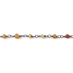 Hessonite Garnet rondelle Black Gold plated Chain by the foot 37 pieces (ONLINE ORDER ONLY)