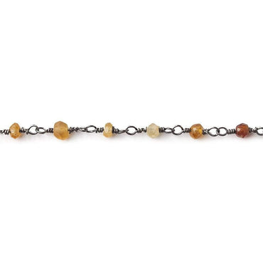 Hessonite Garnet rondelle Black Gold plated Chain by the foot 37 pieces (ONLINE ORDER ONLY)
