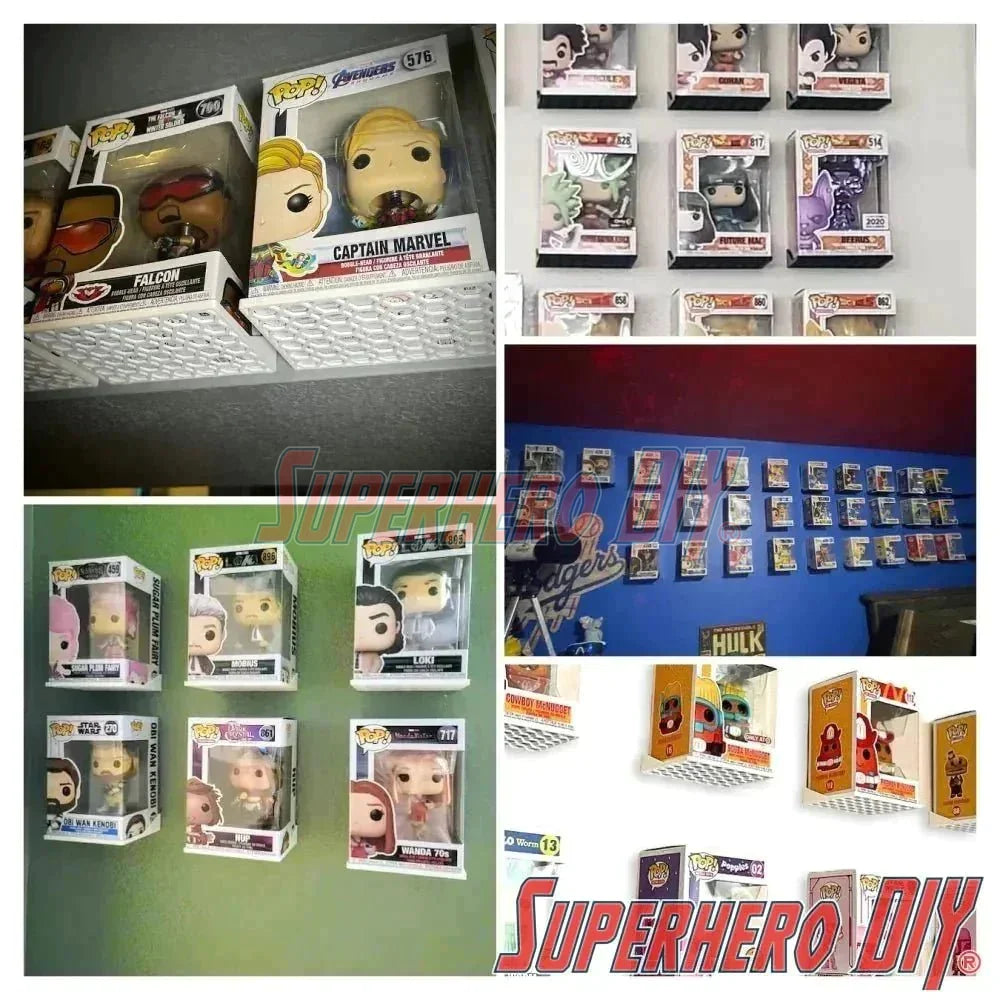 Hexagon Funko Pop Box Floating Shelves | Wall Mount fits Soft Cases or Hard Protectors or Funko Box only | Screws included! (ONLINE ORDER ONLY)