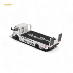 MicroTurbo HINO 300 Flat Bed Transport Truck in Pandem Rocket Bunny White 1:64 (ONLINE ORDER ONLY)