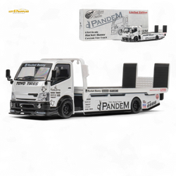 MicroTurbo HINO 300 Flat Bed Transport Truck in Pandem Rocket Bunny White 1:64 (ONLINE ORDER ONLY)