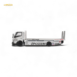 MicroTurbo HINO 300 Flat Bed Transport Truck in Pandem Rocket Bunny White 1:64 (ONLINE ORDER ONLY)