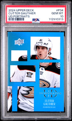 Graded 2024 Upper Deck Cutter Gauthier #P34 UD Portraits Rookie RC Hockey Card PSA 10 Gem Mint (ONLINE ORDER ONLY)